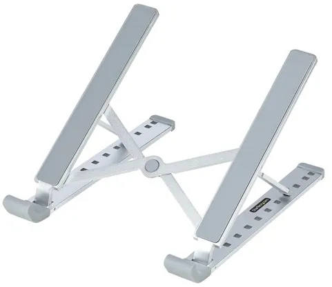 StarTech.com Sammenleggbar Laptop Riser Stativ Bærbar Høydejusterbar Ergonomisk Laptop Stativ Ventilert Aluminiumsramme Støtter 22lb (10Kg)