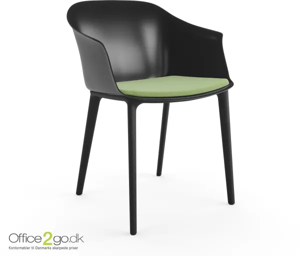 Polytone C stol - svarte ben - sete med polstring
